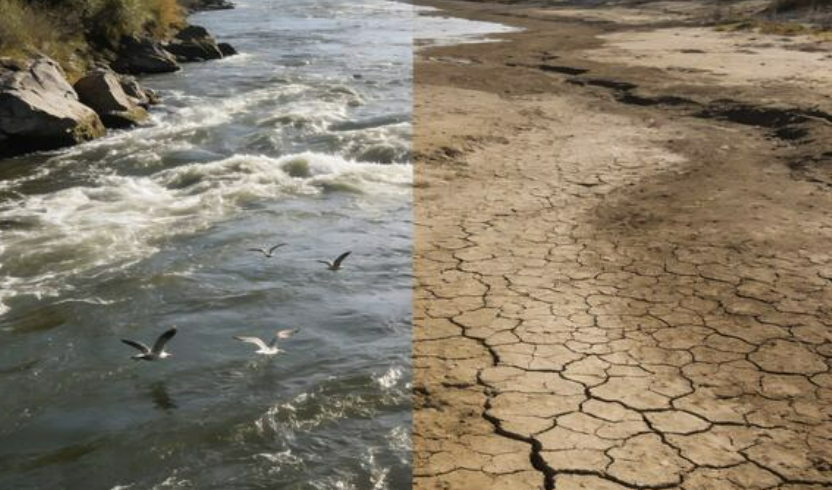 The Euphrates River is visibly drying up, creating the exact path described in Revelation 16.